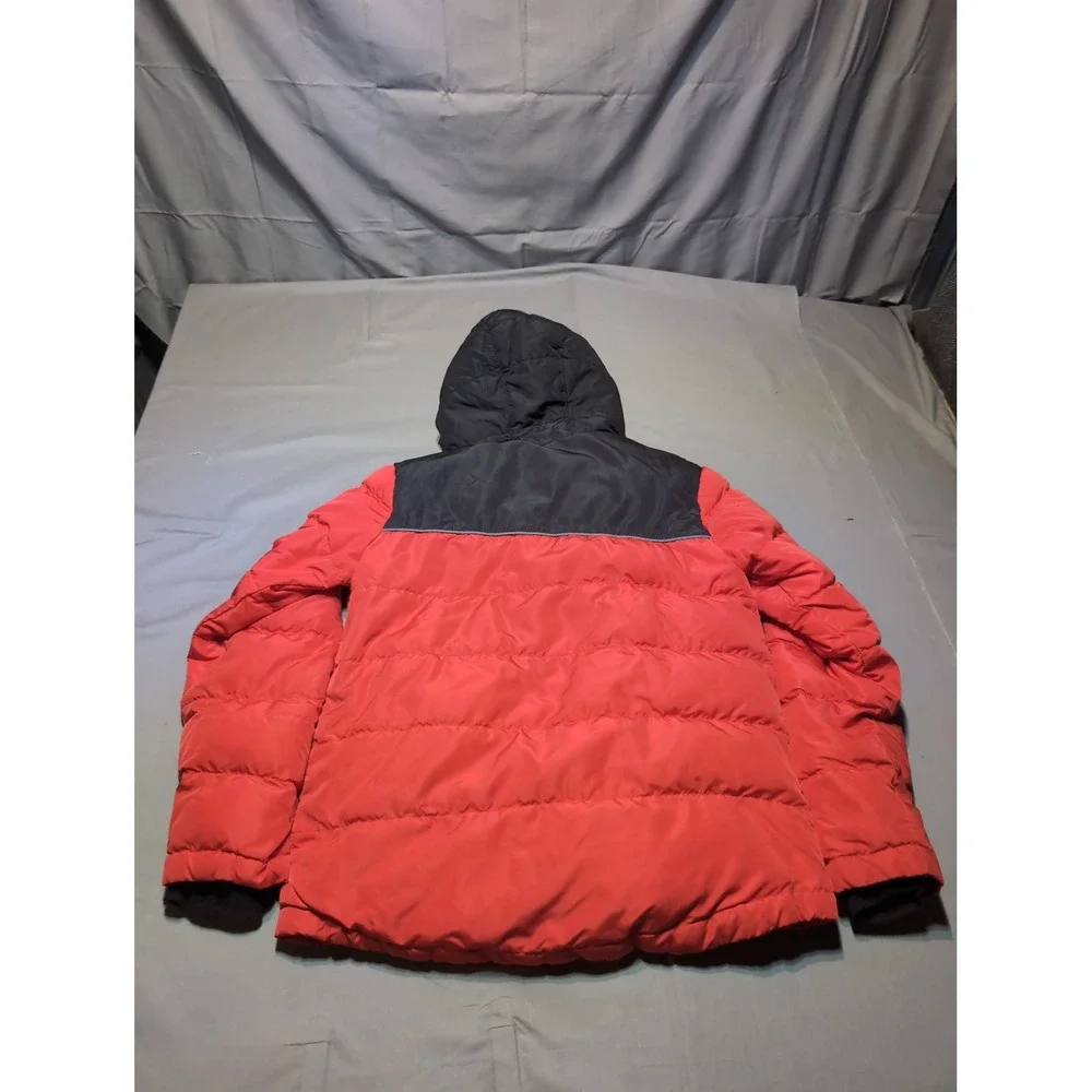Eddie Bauer Kids Puffer Jacket L (14) Red Black Sherpa Lined‎ Hooded Coat